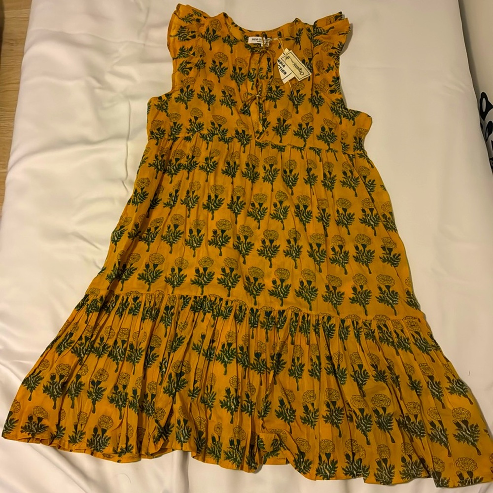 (NWT) India Collection - Emerson Fry | Organic Cotton Yellow Floral Dress